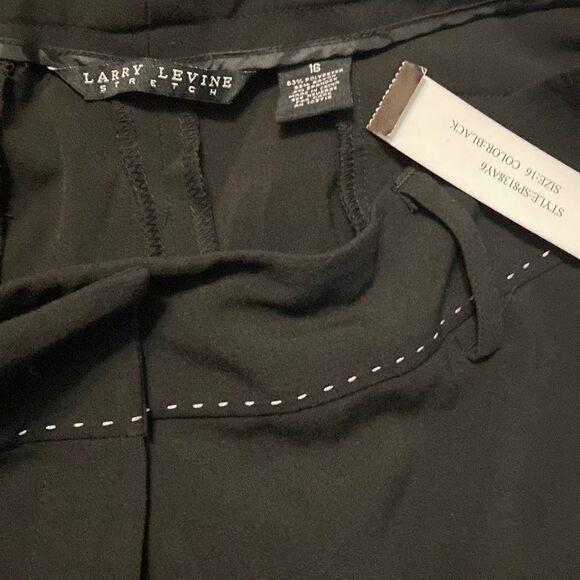 Larry Levine Black stretch with white stripping around waist, size 16 - Picture 3 of 3